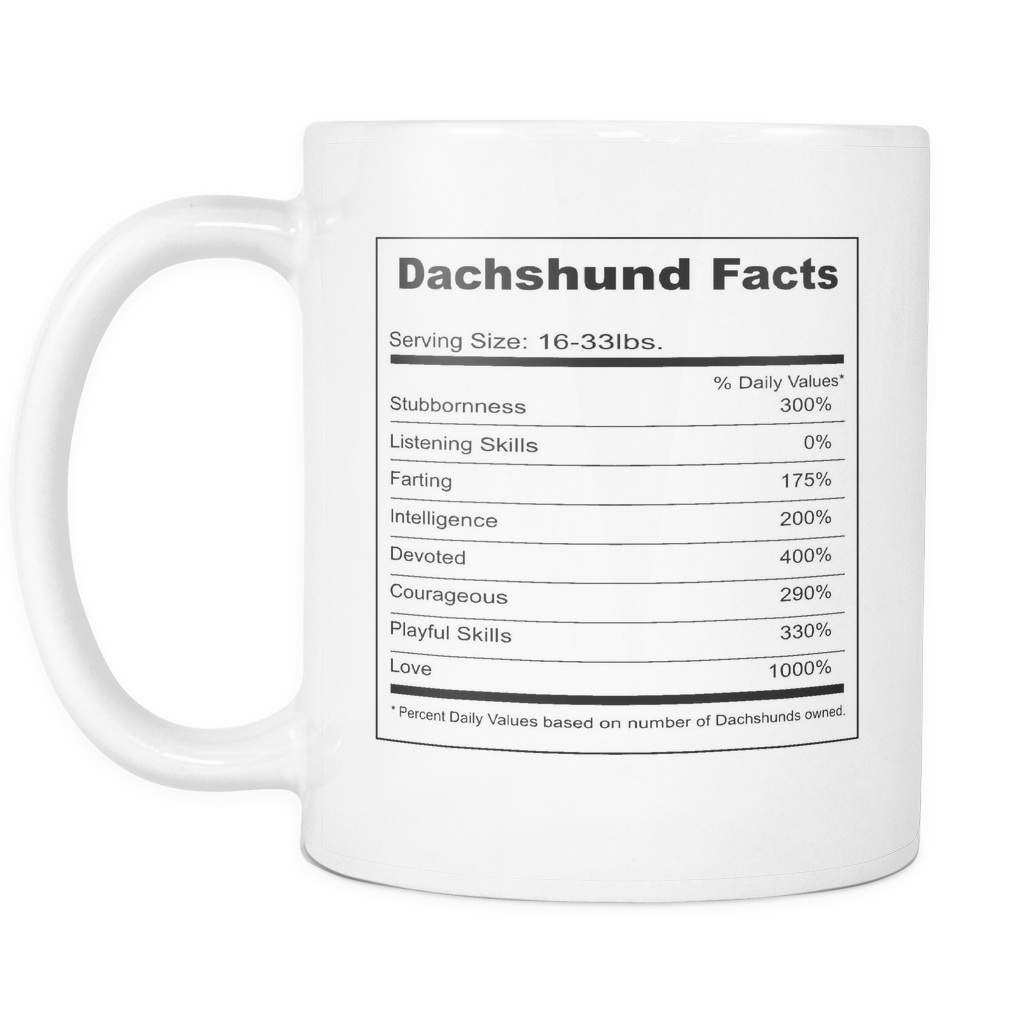 Dachshund Facts 11 oz Coffee Mug (FREE Shipping)