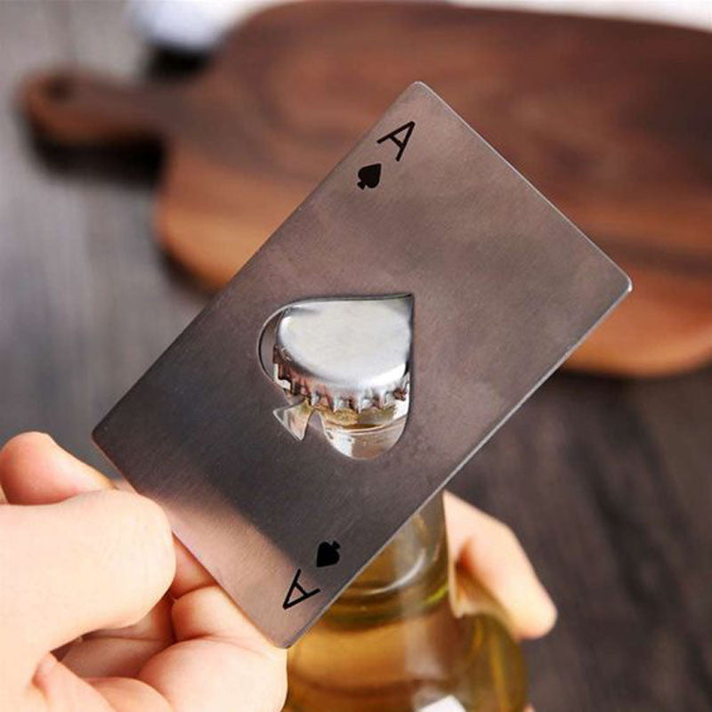 Portable Stainless Steel Poker Shaped Beer Bottle Opener Credit Cards Size For Wallet