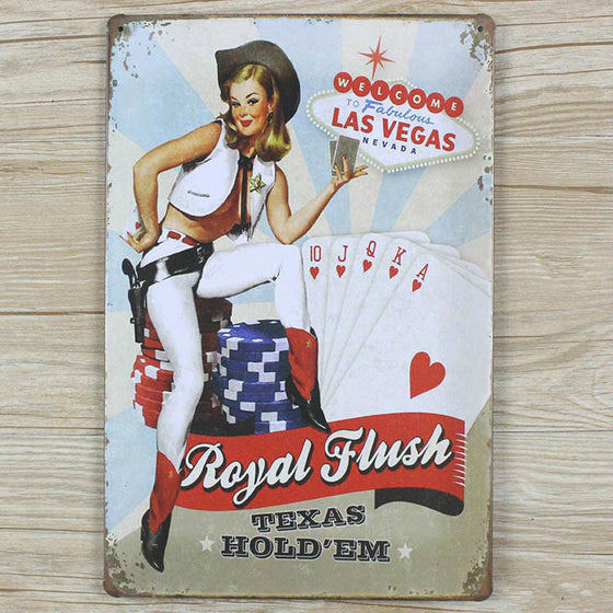 Royal Flush Tin Sign - 8" x 12"