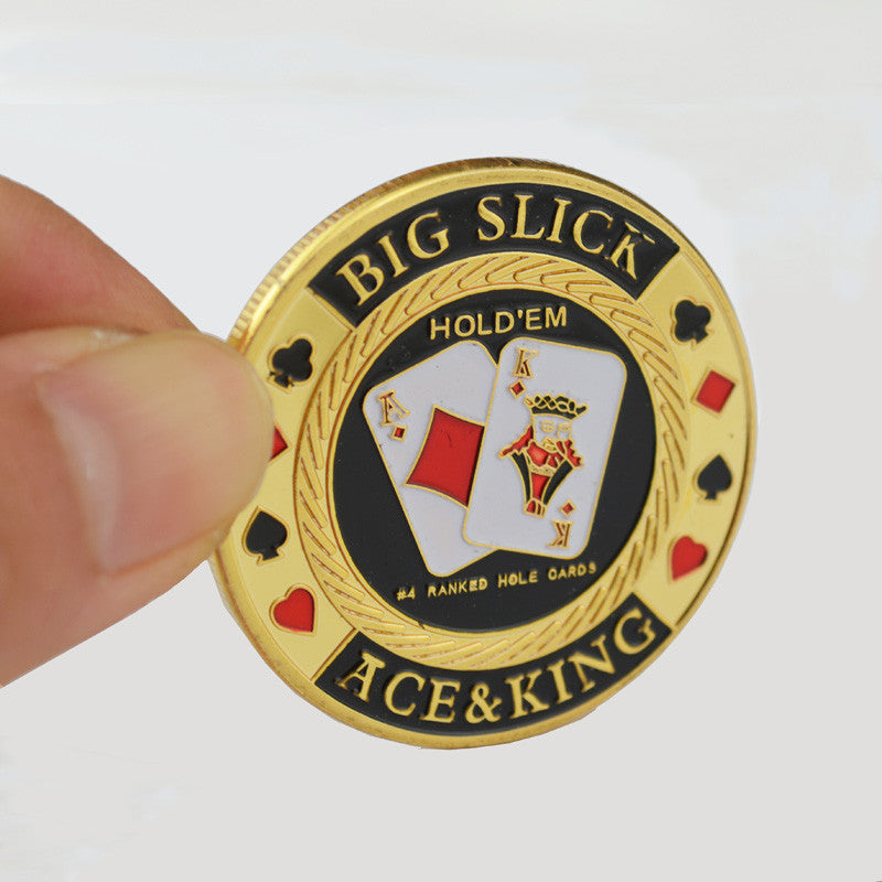 Big Slick - Ace & King Poker Guard Card Protector Chip With Round Plastic Case